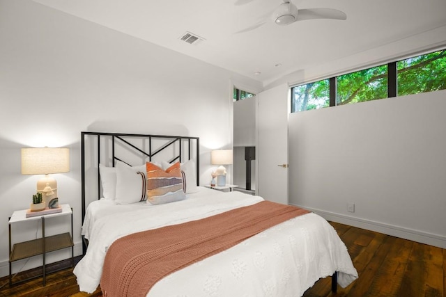 1705 Collier St, Austin, TX 78704 - bedroom with wood-type flooring and ceiling fan