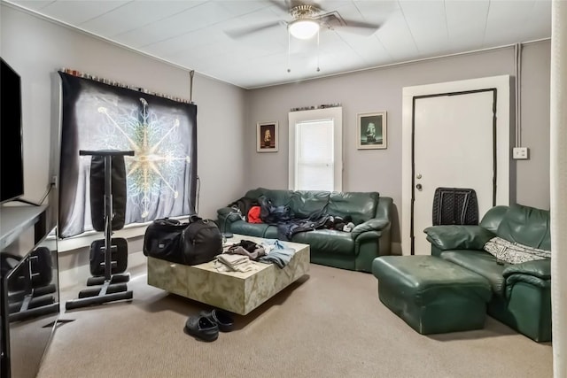 300 Bishop St, Smithville, TX 78957 - living room featuring carpet and ceiling fan