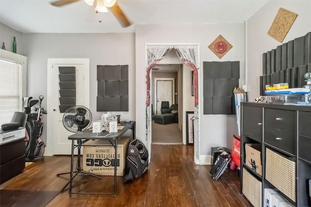 300 Bishop St, Smithville, TX 78957 - office area featuring dark wood-style flooring and ceiling fan