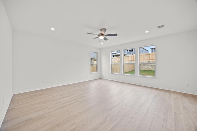 3740 Liberi Ln, Round Rock, TX 78655 - unfurnished room with healthy amount of natural light, a ceiling fan, light wood-style flooring, and recessed lighting