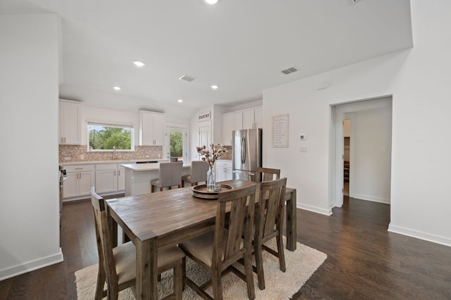 2324 Sawdust Dr, Georgetown, TX 78633 - dining room featuring dark wood finished floors, baseboards, and recessed lighting