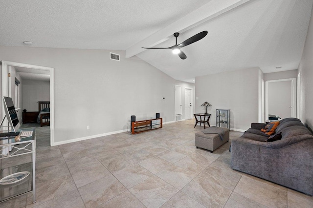 11707 Ruffed Grouse Dr, Austin, TX 78758 - living area with a ceiling fan, a textured ceiling, and light tile patterned floors