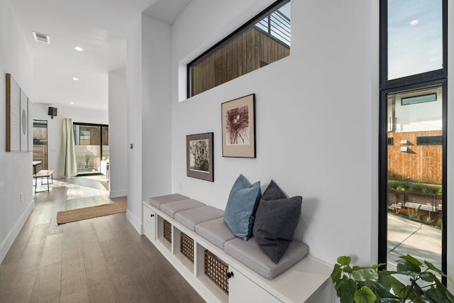 2800 Del Curto Rd Unit 9, Austin, TX 78704 - hallway featuring wood finished floors, recessed lighting, and a high ceiling