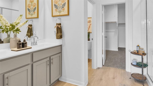 194 Inks Ln, Kyle, TX 78640 - full bathroom with wood finished floors, vanity, baseboards, and toilet
