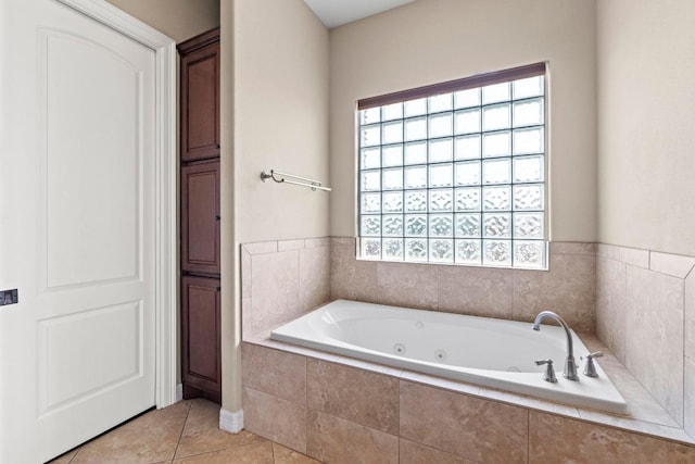 8293 Lime Creek Rd, Volente, TX 78641 - full bath with a tub with jets and tile patterned floors