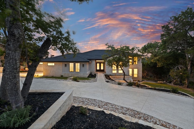 view of front of house with french doors