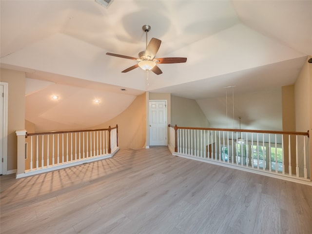 11029 Ballybunion Pl, Austin, TX 78747 - bonus room featuring ceiling fan, lofted ceiling, and wood finished floors