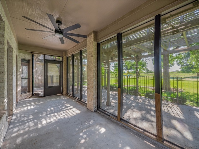 11029 Ballybunion Pl, Austin, TX 78747 - unfurnished sunroom with ceiling fan