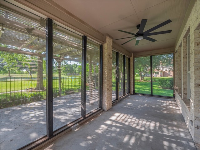11029 Ballybunion Pl, Austin, TX 78747 - unfurnished sunroom featuring ceiling fan