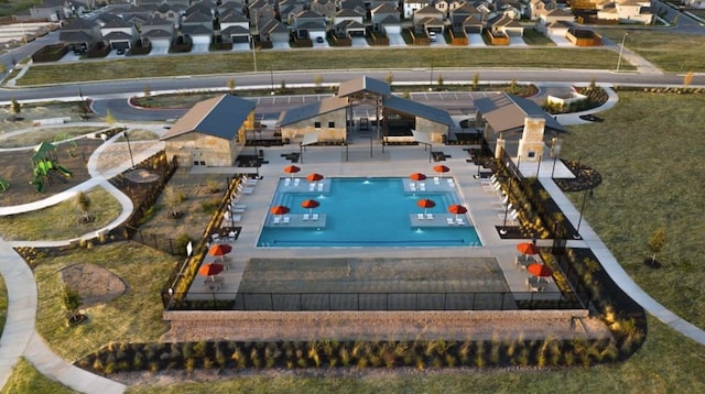 532 Emory Crossing Blvd, Hutto, TX 78634 - aerial view of residential area featuring a pool
