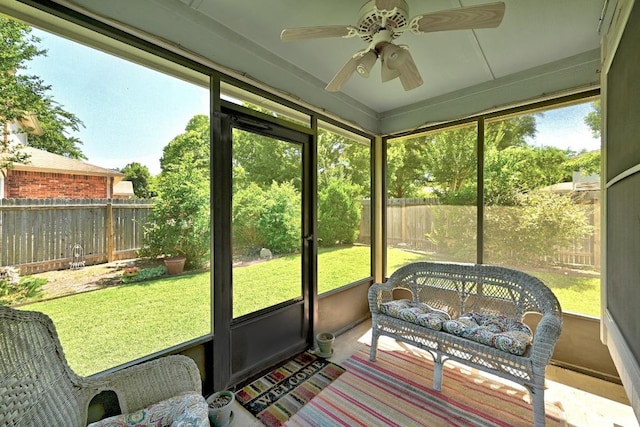 2111 Marcus Abrams Blvd, Austin, TX 78748 - sunroom / solarium featuring ceiling fan