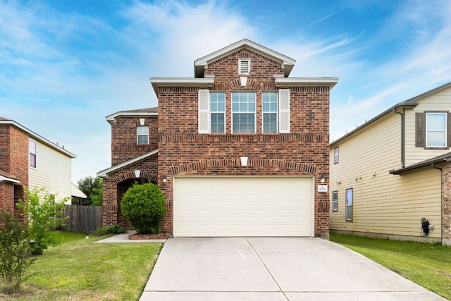 2306 Mccombs St, Georgetown, TX 78626 - traditional-style home with brick siding, a garage, and concrete driveway