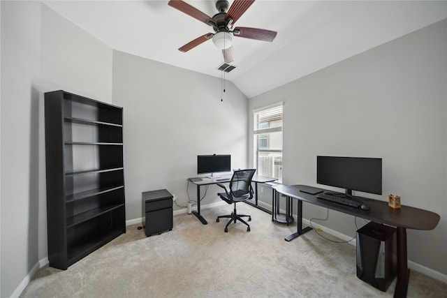 4121 Vinalopo Dr, Austin, TX 78738 - carpeted office space featuring vaulted ceiling and ceiling fan