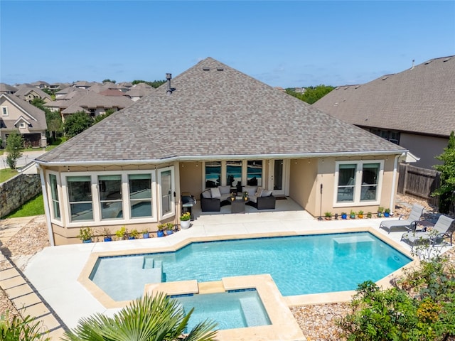 4121 Vinalopo Dr, Austin, TX 78738 - view of pool featuring an outdoor living space, a patio area, and a pool with connected hot tub