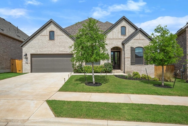 1244 Calendula Trl, Georgetown, TX 78628 - french country inspired facade featuring concrete driveway, brick siding, and an attached garage