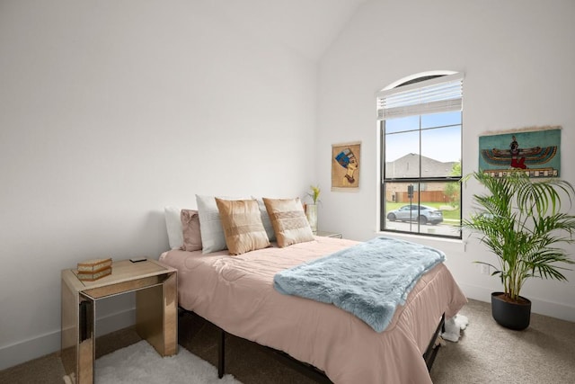 1244 Calendula Trl, Georgetown, TX 78628 - bedroom featuring light carpet and lofted ceiling