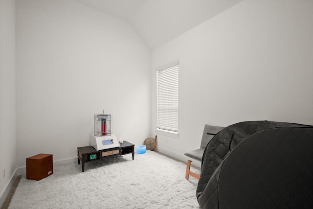 1244 Calendula Trl, Georgetown, TX 78628 - living area with carpet flooring, baseboards, and vaulted ceiling
