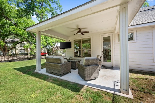 417 Wichita St, Meadowlakes, TX 78654 - view of patio featuring ceiling fan and an outdoor hangout area