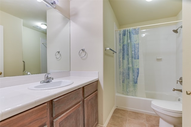 104 Springfield, Horseshoe Bay, TX 78657 - bathroom with shower / bath combo, toilet, tile patterned floors, and vanity