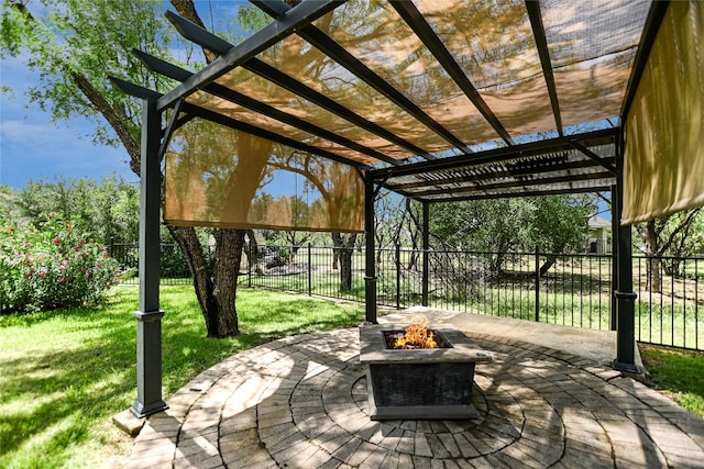 104 Springfield, Horseshoe Bay, TX 78657 - view of patio featuring a fire pit and a pergola