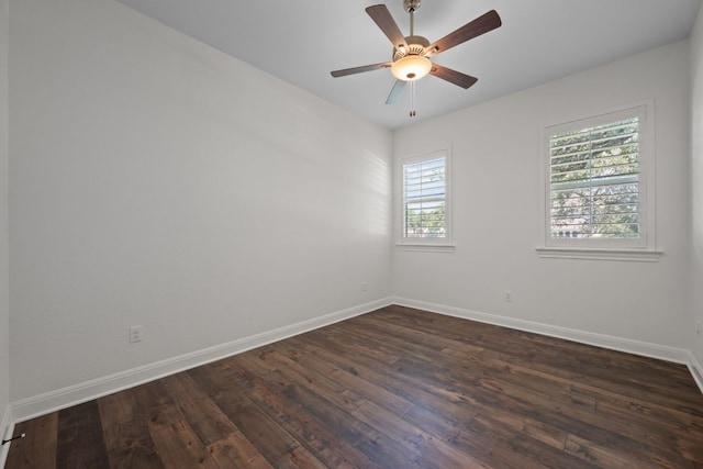 106 Gabriel Woods Dr, Georgetown, TX 78633 - unfurnished room featuring baseboards, dark wood-style flooring, and ceiling fan