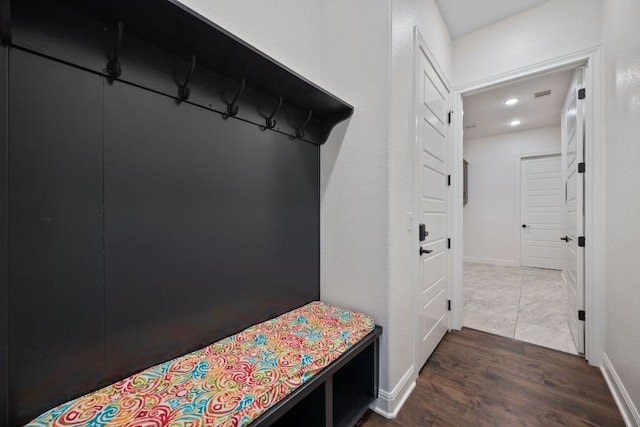 106 Gabriel Woods Dr, Georgetown, TX 78633 - mudroom featuring wood finished floors and recessed lighting