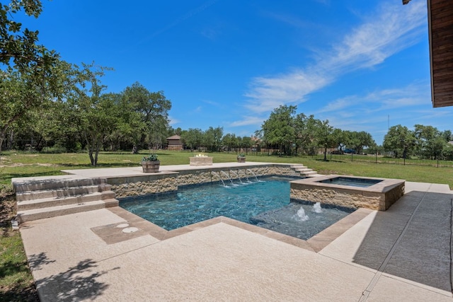 106 Gabriel Woods Dr, Georgetown, TX 78633 - view of pool featuring a patio area, a yard, and a pool with connected hot tub