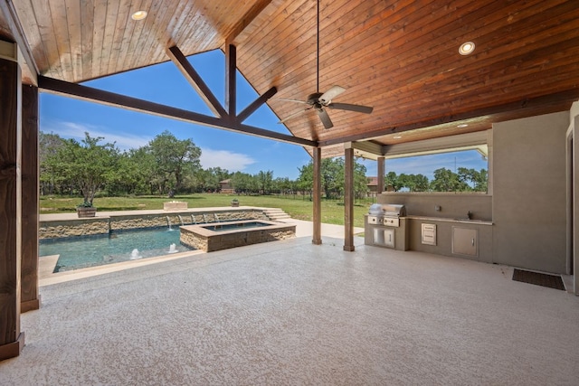 106 Gabriel Woods Dr, Georgetown, TX 78633 - view of patio / terrace featuring area for grilling, a ceiling fan, and a pool with connected hot tub