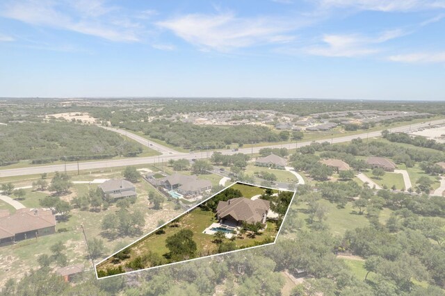 106 Gabriel Woods Dr, Georgetown, TX 78633 - aerial overview of property's location with property boundaries highlighted
