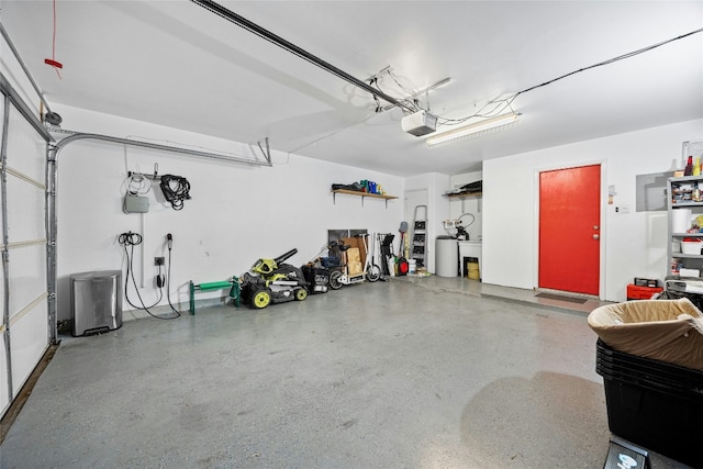 garage with a garage door opener