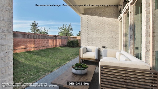 view of yard with an outdoor living space