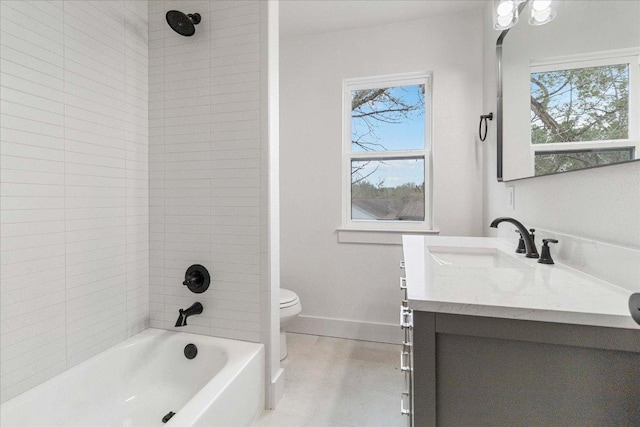 114 Shady Bluff Dr, Wimberley, TX 78676 - bathroom with healthy amount of natural light, toilet, baseboards, and vanity