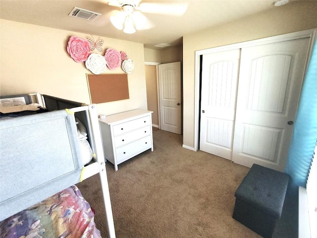 130 Navidad River Dr, Hutto, TX 78634 - bedroom with a closet, carpet, and a ceiling fan