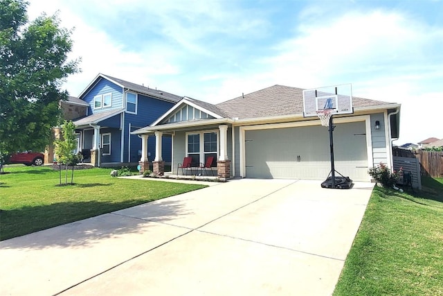 130 Navidad River Dr, Hutto, TX 78634 - view of front of property with an attached garage, covered porch, concrete driveway, and a shingled roof