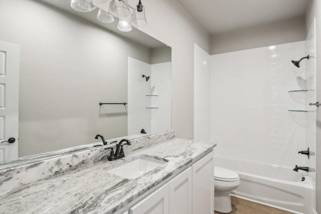 4007 Aerie St, Salado, TX 76571 - bathroom with toilet, shower / washtub combination, vanity, and wood finished floors