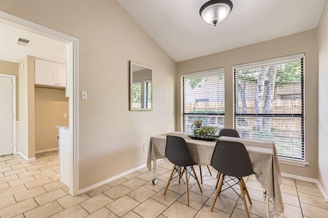 1711 Provident Ln, Round Rock, TX 78664 - dining space featuring plenty of natural light, lofted ceiling, and baseboards
