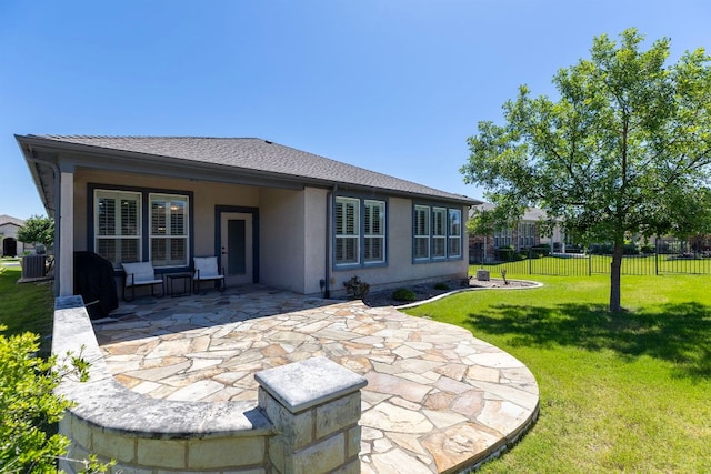 126 Cathedral Mountain Pass, Georgetown, TX 78633 - back of house with a patio, stucco siding, and central AC unit