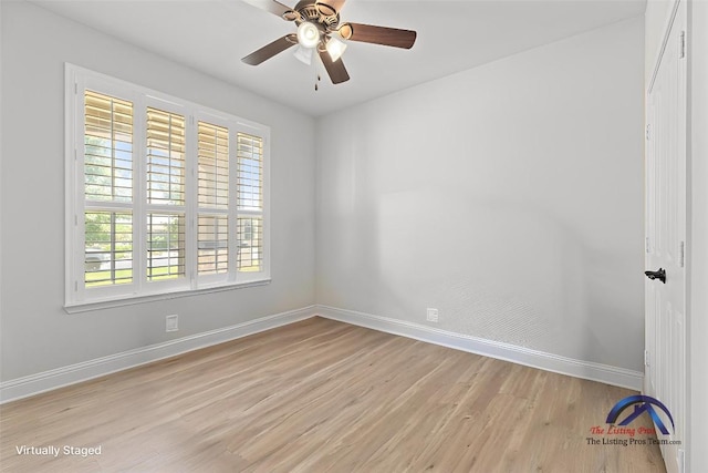 126 Cathedral Mountain Pass, Georgetown, TX 78633 - empty room featuring healthy amount of natural light, light wood-type flooring, baseboards, and ceiling fan