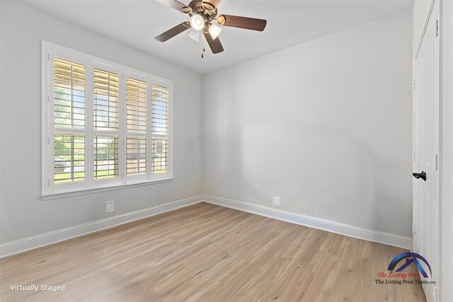 126 Cathedral Mountain Pass, Georgetown, TX 78633 - empty room with healthy amount of natural light, light wood-type flooring, baseboards, and a ceiling fan