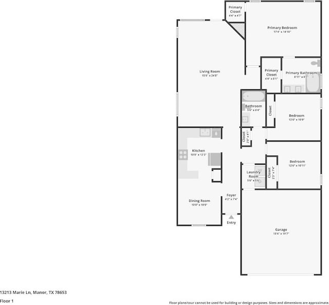 13213 Marie Ln, Manor, TX 78653 - property floor plan
