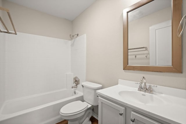 full bathroom featuring toilet, vanity, and shower / tub combination