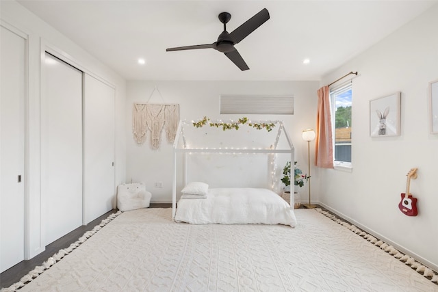 2500 Cedarview Dr, Austin, TX 78704 - bedroom with recessed lighting, a ceiling fan, and a closet