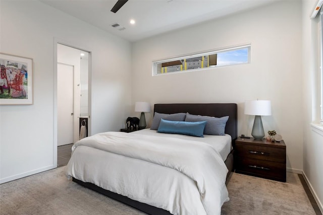 2500 Cedarview Dr, Austin, TX 78704 - bedroom featuring multiple windows, carpet floors, recessed lighting, and ceiling fan