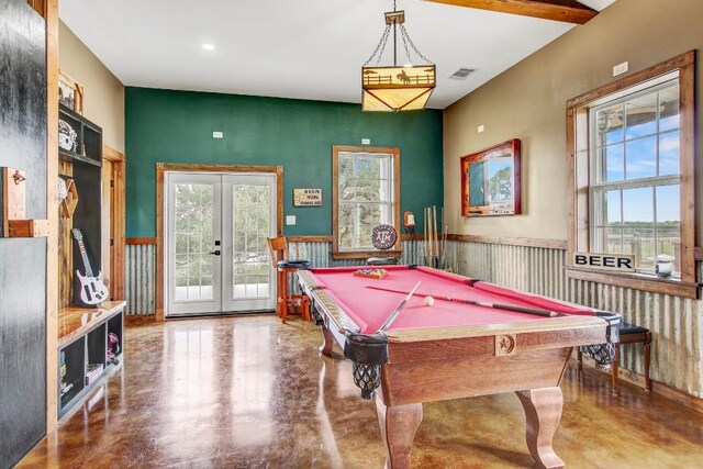 603 Watterson Rd Unit B, Bastrop, TX 78602 - game room featuring concrete floors, french doors, and billiards table