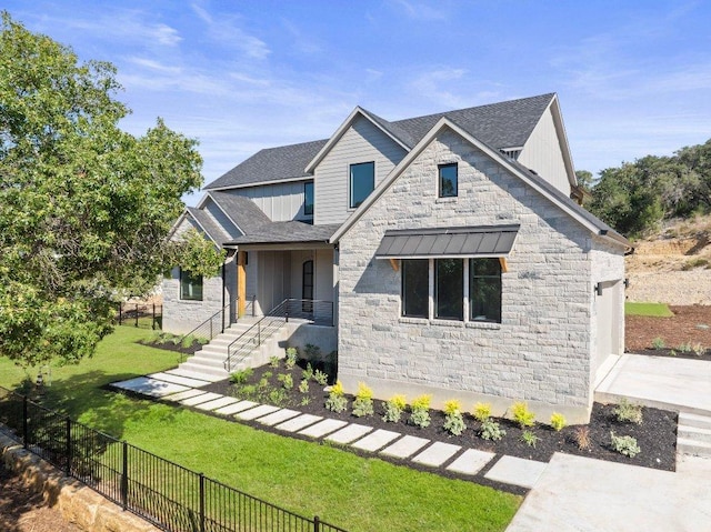 19634 Thurman Bend Rd, Spicewood, TX 78669 - view of front of home with stone siding, roof with shingles, and concrete driveway