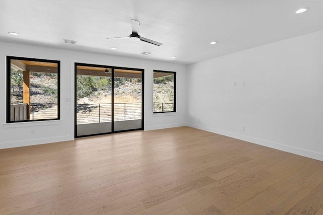 19634 Thurman Bend Rd, Spicewood, TX 78669 - unfurnished room featuring light wood-style floors, recessed lighting, and ceiling fan