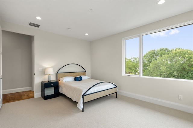 302 Bent Tree Ct, West Lake Hills, TX 78746 - bedroom with light carpet, baseboards, and recessed lighting