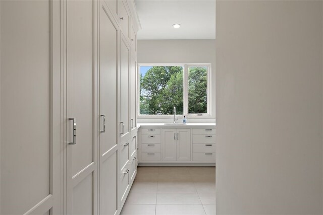 302 Bent Tree Ct, West Lake Hills, TX 78746 - bathroom with tile patterned floors, recessed lighting, and vanity