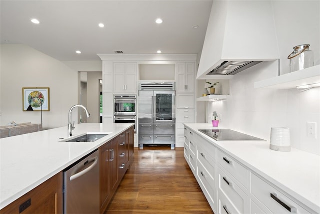 302 Bent Tree Ct, West Lake Hills, TX 78746 - kitchen with open shelves, appliances with stainless steel finishes, light countertops, and recessed lighting