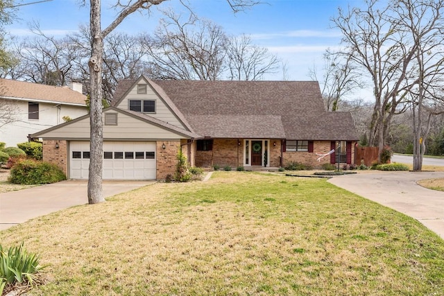 2821 Creek Side Dr, Temple, TX 76502 - view of front of house with brick siding, concrete driveway, a front yard, and a garage